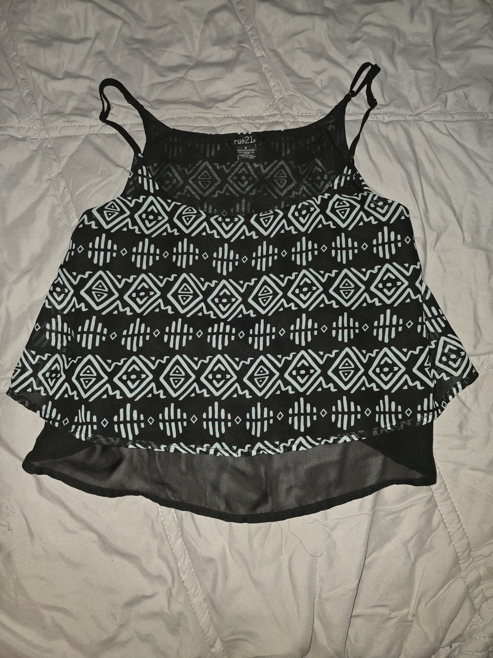 Rue21 Black & Mint Aztec-Print Double Layer Cami
